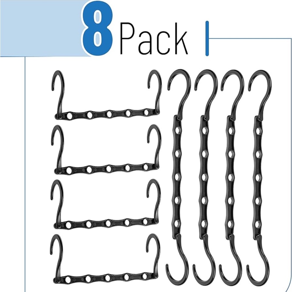 Amazon Essentials Black Closet Organizer Hooks - 8 Pack
